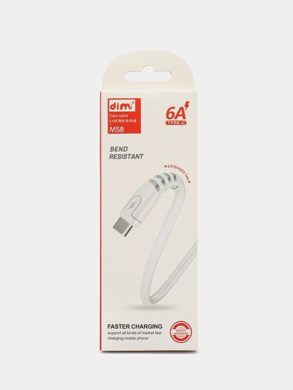 Кабель с быстрой зарядкой USB, Type-C 6А, lightning 6А, 1 м
