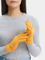 Горчичный перчатки вязаные женские, сенсорные