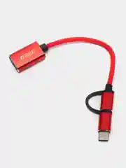 Красный кабель-адаптер, 2 в 1, переходник USB 3.0 к Micro USB, Type-C