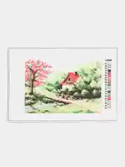 Небесно-голубой набор для вышивания "Пейзаж", 10*14 см