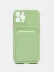 Зеленый чехол для iPhone 12 Pro (Айфон 12 Про), силиконовый, с защитой камеры