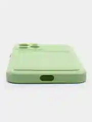 Зеленый чехол для iPhone 12 Pro (Айфон 12 Про), силиконовый, с защитой камеры