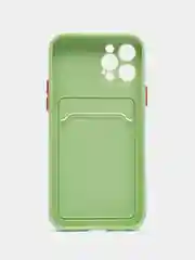 Зеленый чехол для iPhone 12 Pro (Айфон 12 Про), силиконовый, с защитой камеры