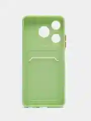 Зеленый чехол для Tecno Spark 10/Spark 10C (Техно Спарк 10/10С), с карманом для карт