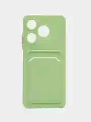 Зеленый чехол для Tecno Spark 10/Spark 10C (Техно Спарк 10/10С), с карманом для карт