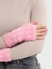 Розовый рукава-митенки, вязаные, женские