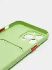 Зеленый чехол для iPhone 13 Pro (Айфон 13 Про), силиконовый, с защитой камеры
