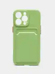 Зеленый чехол для iPhone 13 Pro (Айфон 13 Про), силиконовый, с защитой камеры