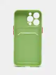 Зеленый чехол для iPhone 13 Pro (Айфон 13 Про), силиконовый, с защитой камеры
