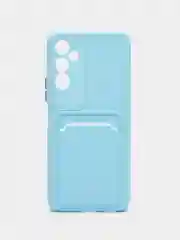 Голубой силиконовый чехол для Tecno Pova 4, Пова 4, c отсеком для карт, прозрачный