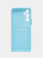 Голубой силиконовый чехол для Tecno Pova 4, Пова 4, c отсеком для карт, прозрачный