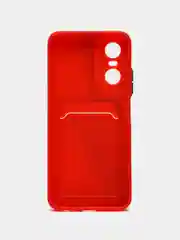 Красный силиконовый чехол для Tecno POP 6 Pro (Техно Поп 6 Про), прозрачный