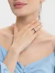 Черный кольцо с сердцем, кольцо женское