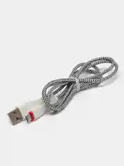 Белый кабель Micro / Lightning 2.4 A, 1 м, ткань, армированный
