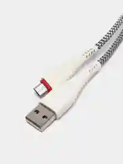Белый кабель Micro / Lightning 2.4 A, 1 м, ткань, армированный