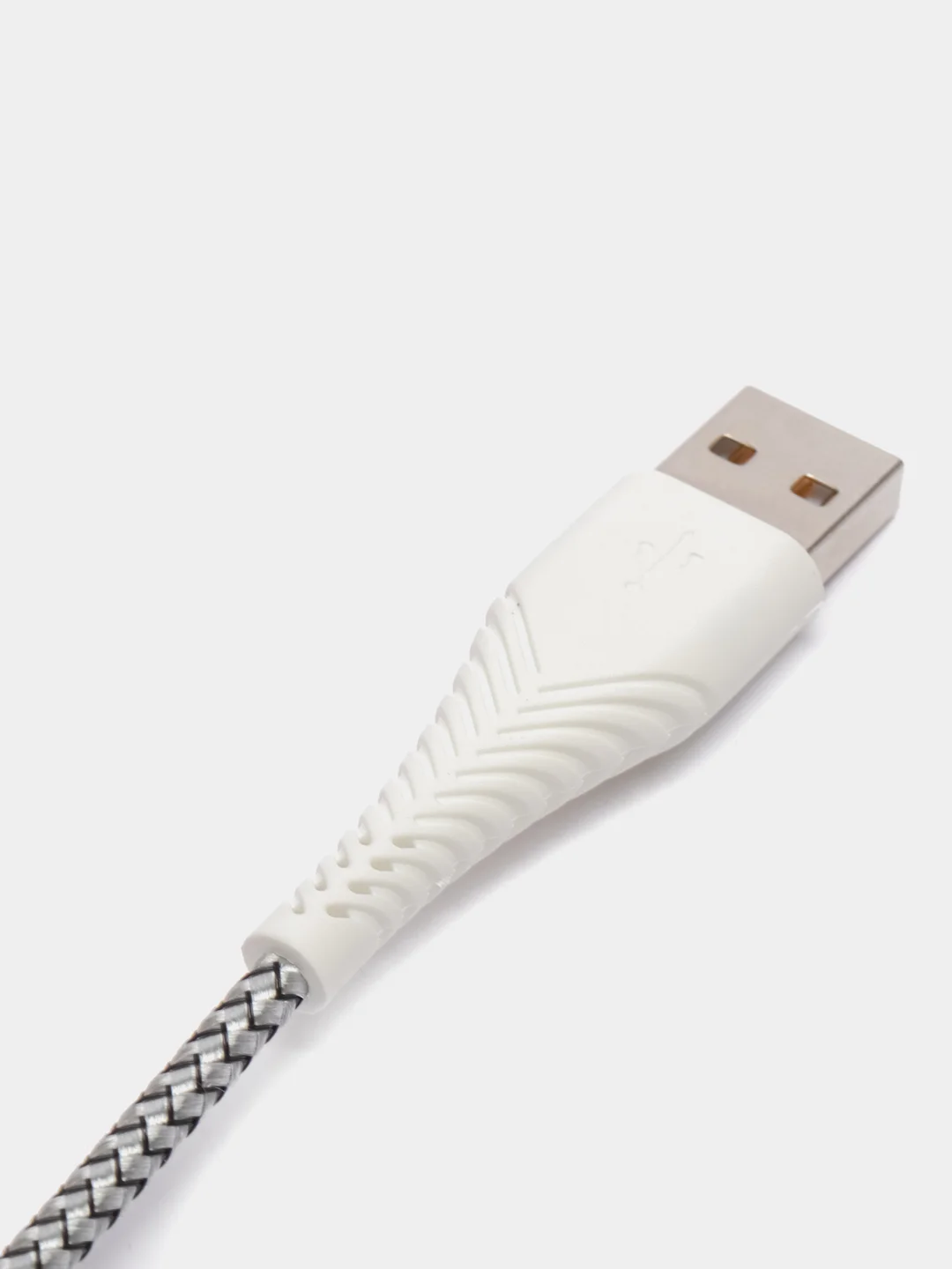 Белый кабель Micro / Lightning 2.4 A, 1 м, ткань, армированный