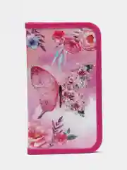 Розовый пенал школьный аниме, 1 секция, 115 х 205 х 30 мм