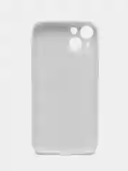 Белый чехол для iPhone (Айфон) 13, 14, Pro, силиконовый, матовой, стеклянная панель