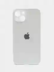 Белый чехол для iPhone (Айфон) 13, 14, Pro, силиконовый, матовой, стеклянная панель