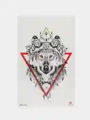 Аметистовый временная тату "Волк", тату птицы, 21*14 см, переводная тату, цветные, черно-белые