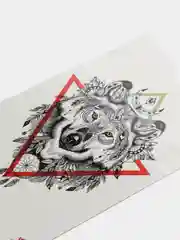 Аметистовый временная тату "Волк", тату птицы, 21*14 см, переводная тату, цветные, черно-белые