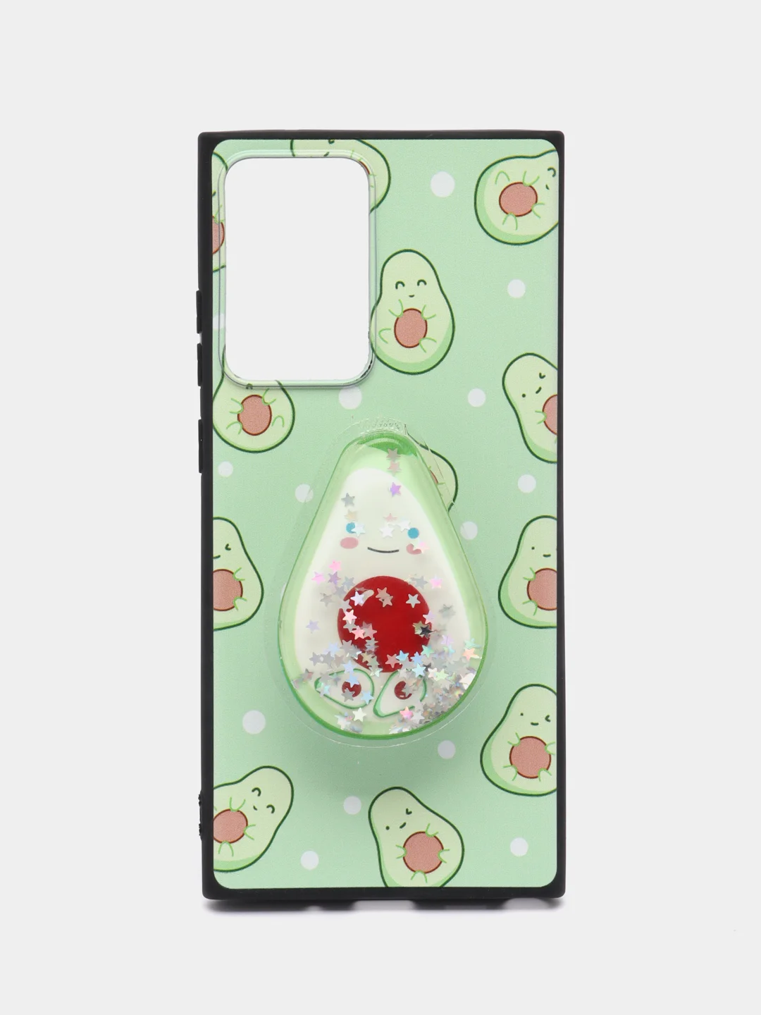 Зеленый силиконовый чехол с рисунком и подставкой на Samsung A20 A30 A21s Note 20 Ultra