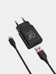 Сетевое зарядное устройство GFPower GF20M, USB, 5 В, 2.1 А, с кабелем Micro-USB