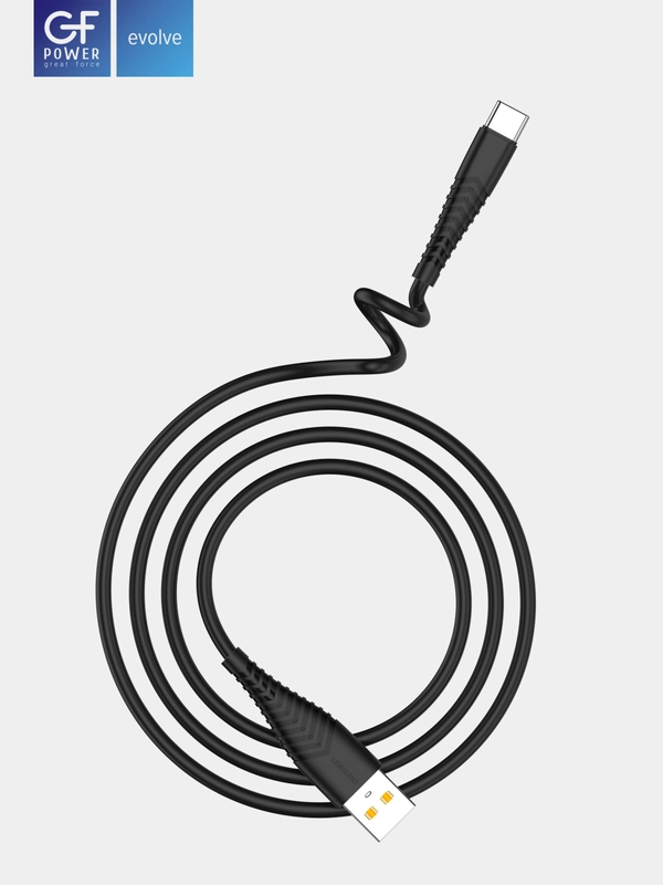 Кабель USB на Type-C "GFPower 19T", 1 метр, 2.4 A, силиконовый