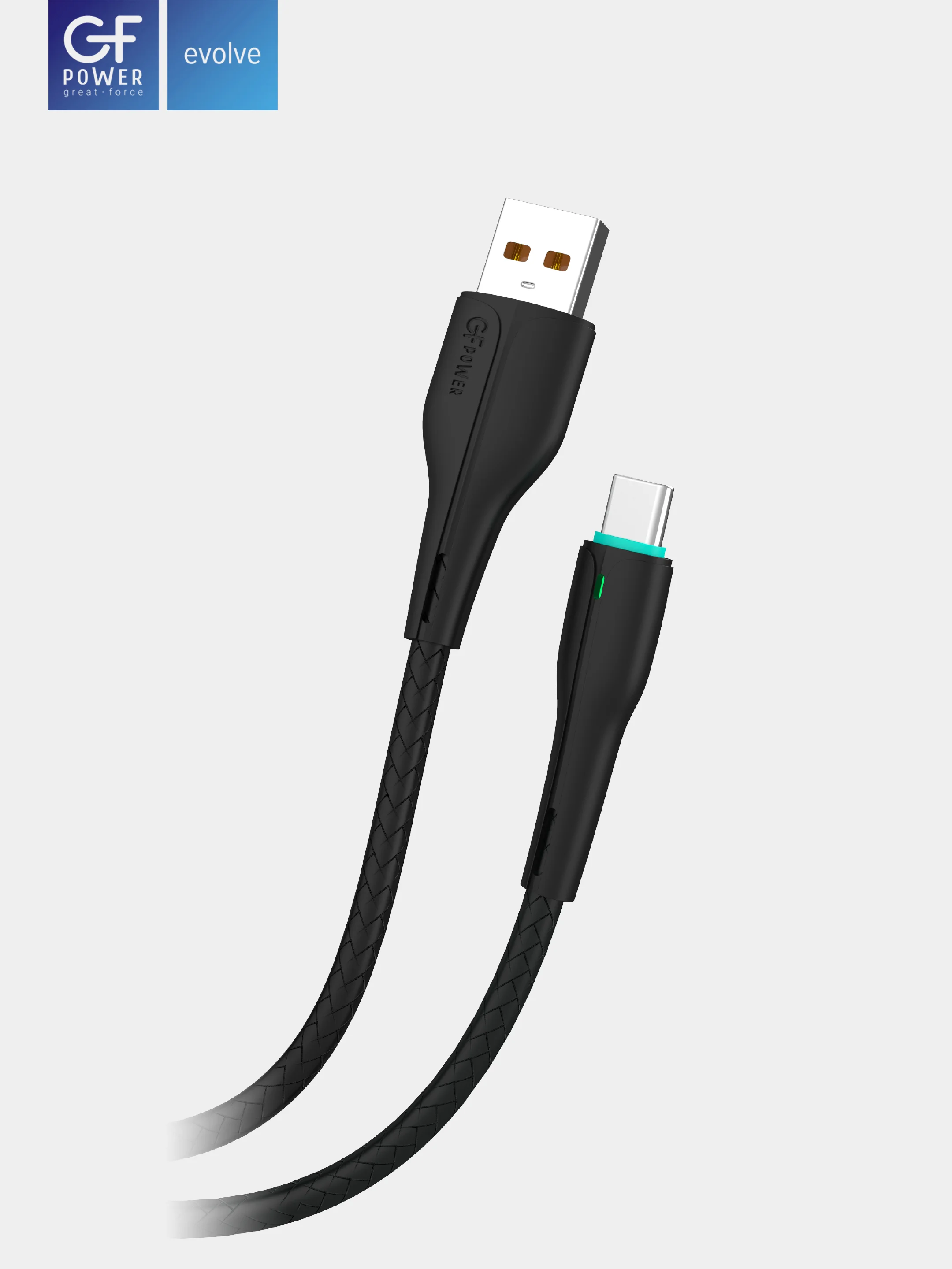 Кабель USB на Type-C "GFPower F16T", с индикацией, 1 м, 3.6A, ПВХ
