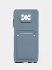 Синий меланж силиконовый чехол для Poco X3, X3 Pro, X3 NFC (Поко Икс3) силиконовый, с карманом для карт