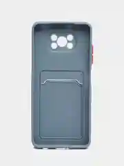 Синий меланж силиконовый чехол для Poco X3, X3 Pro, X3 NFC (Поко Икс3) силиконовый, с карманом для карт