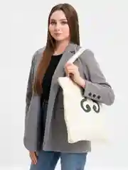 Слоновая кость сумка-шоппер с татарским орнаментом,35*40 см/Эко cумка/шоппер
