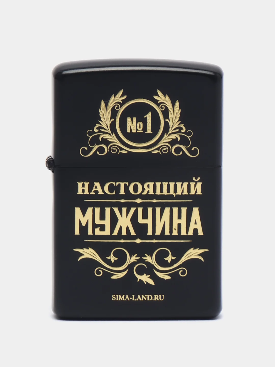 Черный зажигалка бензиновая "Мужик №1", металлический корпус