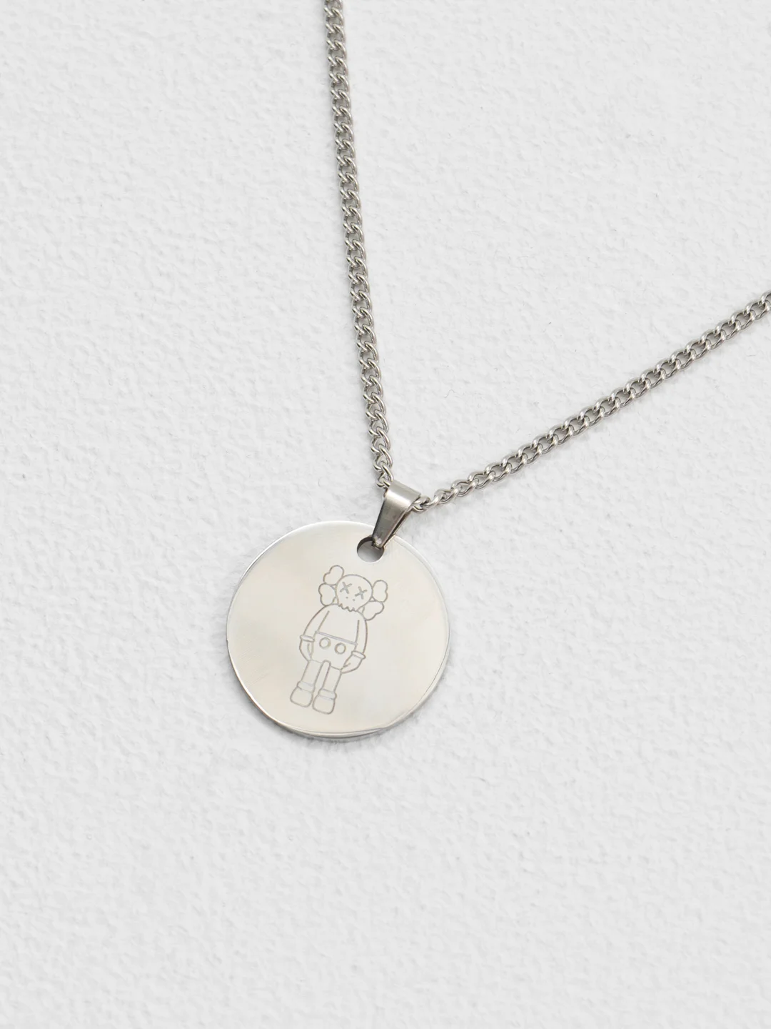 Серебряный цепочка на шею с изображением KAWS, Bearbrick, статуэтка, игрушка, 50 см