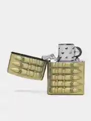 Зеленый зажигалка бензиновая в металлической подарочной коробке