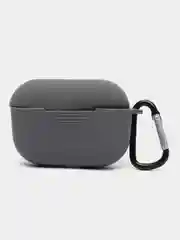 Тёмно-серый чехол для наушников AirPods Pro 2, силиконовый, с карабином