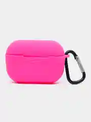 Тёмно-розовый чехол для наушников AirPods Pro 2, силиконовый, с карабином
