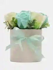 Бирюзовый букет из вспененного мыла ручной работы, подарок учителю,коллеге ,подарочный набор"Розы"
