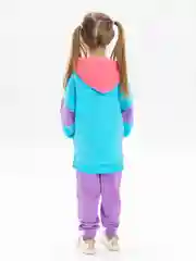 Голубой костюм спортивный для девочки КотМарКот: худи, брюки "Color Block"
