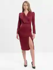 Бордовый платье атласное, женское, вечернее
