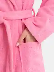 Розовый халат женский, махровый, банный, с капюшоном, Lilians