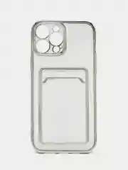 Серебряный противоударный чехол, с кармашком для фото и карт, для iPhone 13