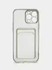 Серебряный противоударный чехол, с кармашком для фото и карт, для iPhone 13
