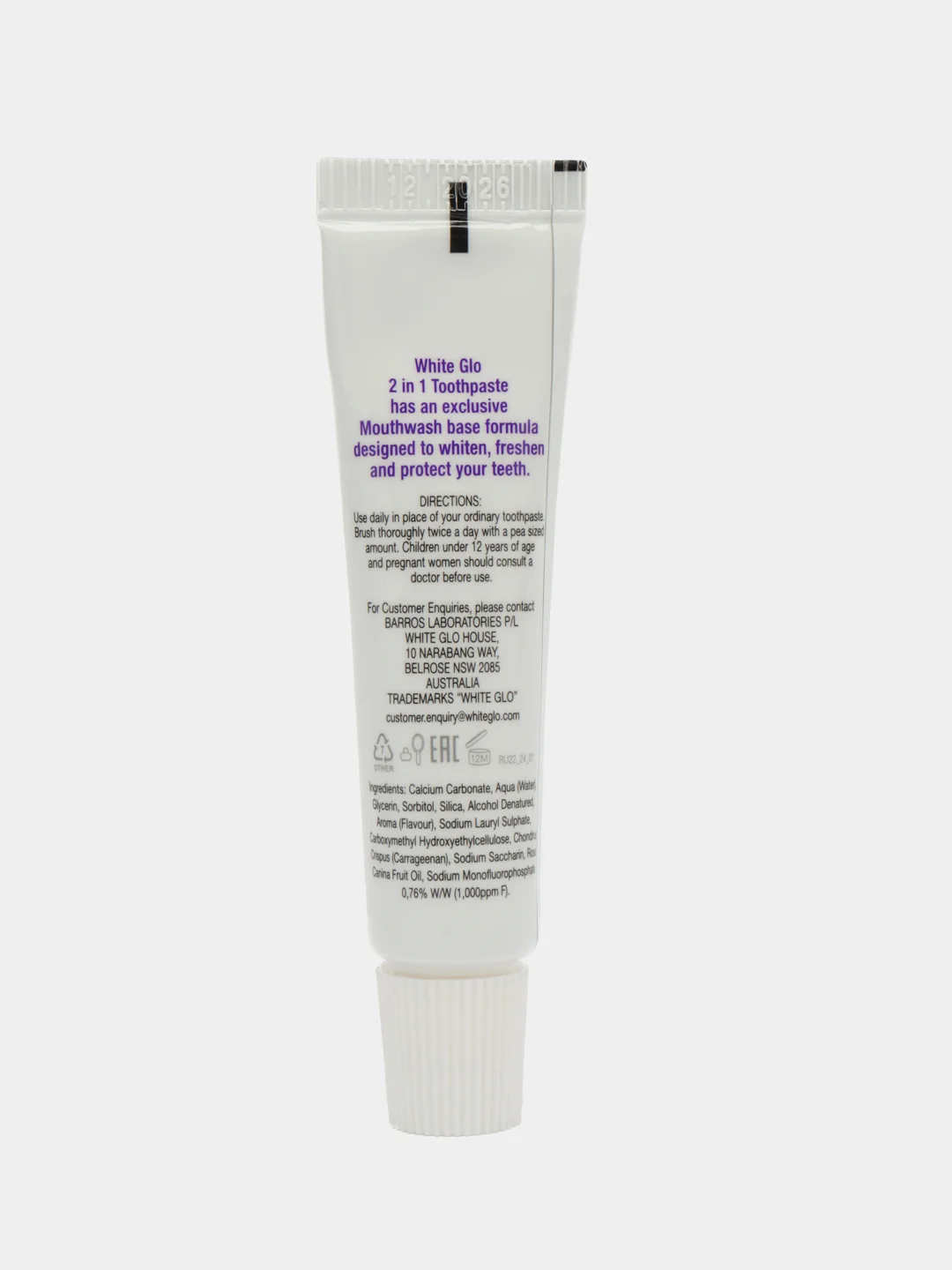 Отбеливающая зубная паста White Glo 2 в 1, 24 г