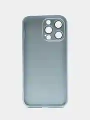 Голубой силиконовый чехол на iPhone 14, 14 Plus, 14 Pro, 14 Pro Max, со стеклянной панелью