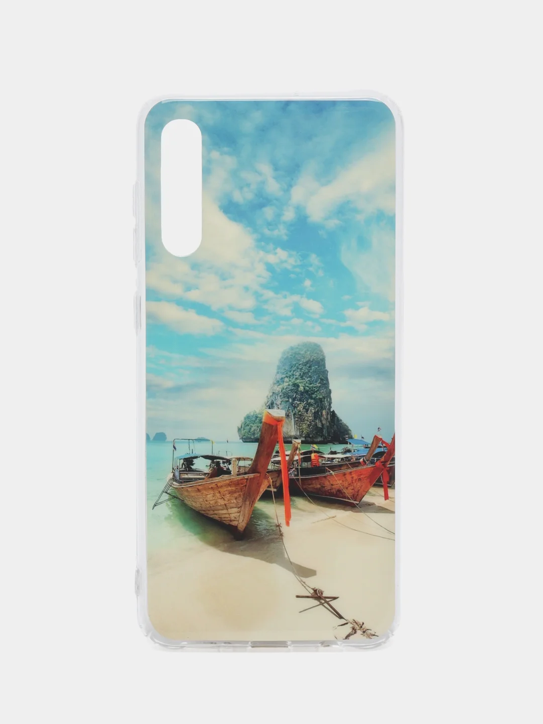 Небесно-голубой чехол силиконовый Samsung Galaxy A50 / A50s / A30s (Галакси), с рисунком