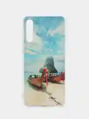 Небесно-голубой чехол силиконовый Samsung Galaxy A50 / A50s / A30s (Галакси), с рисунком