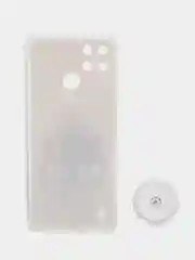 Бежевый чехол для Realme C21Y, Realme C25Y, Реалми С21У, С25У пластиковый, с рисунком и попсокетом