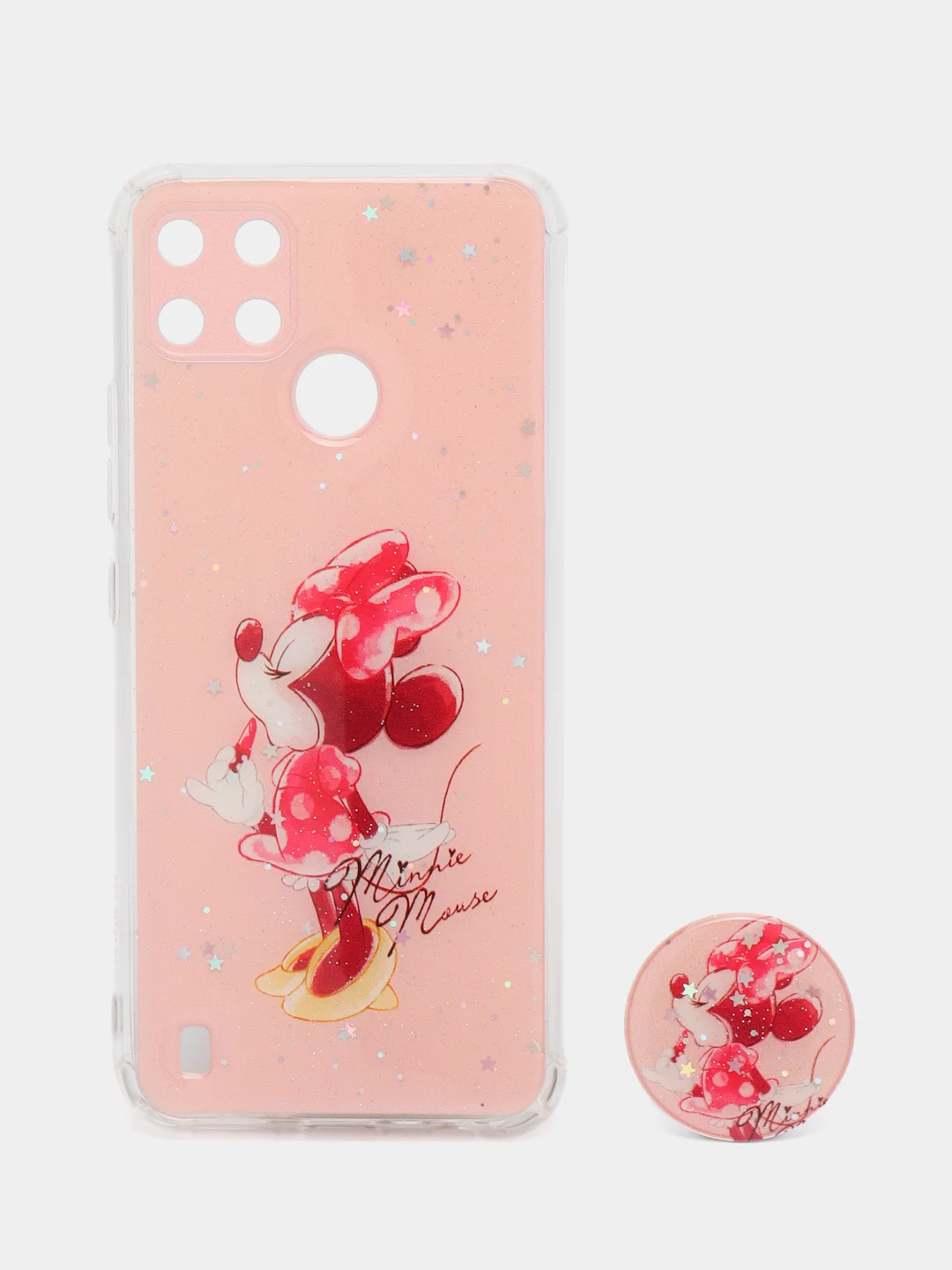 Конфетный чехол для Realme C21Y, Realme C25Y, Реалми С21У, С25У пластиковый, с рисунком и попсокетом