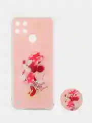 Конфетный чехол для Realme C21Y, Realme C25Y, Реалми С21У, С25У пластиковый, с рисунком и попсокетом